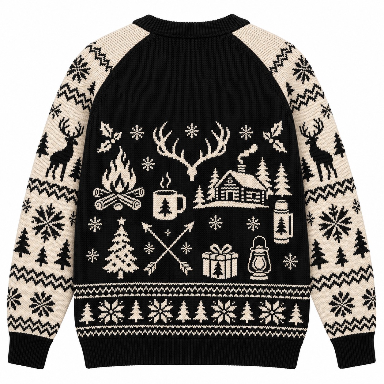 [popular-sweater:PX-07-18:back] Campfire Feast Hunting Christmas Ugly Christmas Sweatshirt - Back view