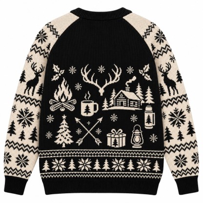 [popular-sweater:PX-07-18:back] Campfire Feast Hunting Christmas Ugly Christmas Sweatshirt - Back view