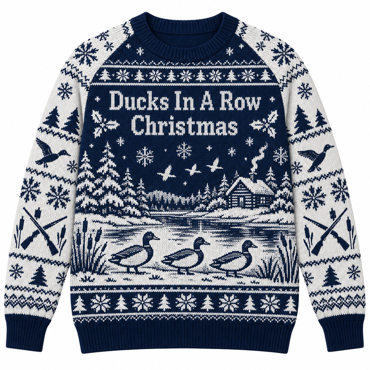 [popular-sweater:PX-07-19:front] Ducks In A Row Christmas Ugly Christmas Sweatshirt - Front view