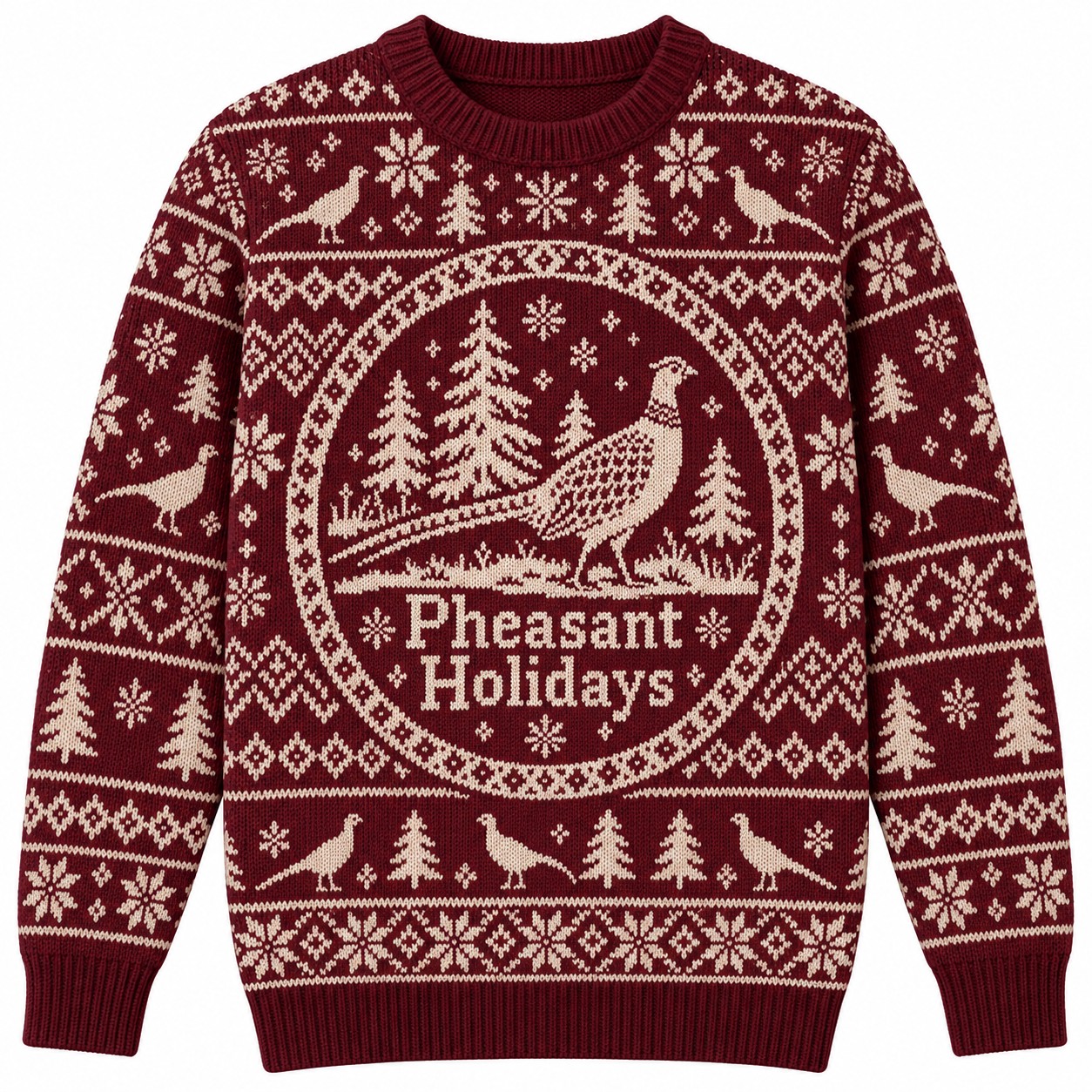 [popular-sweater:PX-07-20:front] Pheasant Holidays Ugly Christmas Sweatshirt - Front view