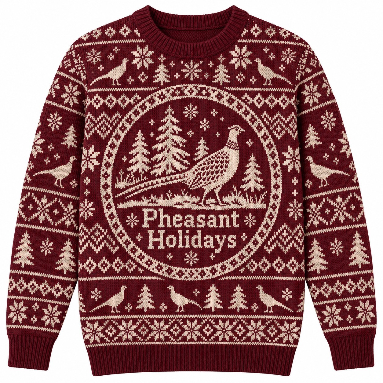 [popular-sweater:PX-07-20:front] Pheasant Holidays Ugly Christmas Sweatshirt - Front view