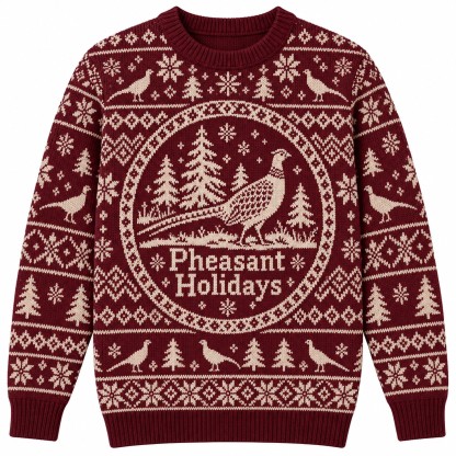 [popular-sweater:PX-07-20:front] Pheasant Holidays Ugly Christmas Sweatshirt - Front view