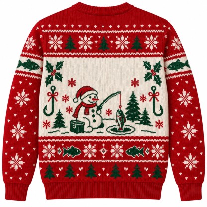 [popular-sweater:PX-08-01:back] Reel Merry Christmas Fishing Ugly Christmas Sweatshirt - Back view