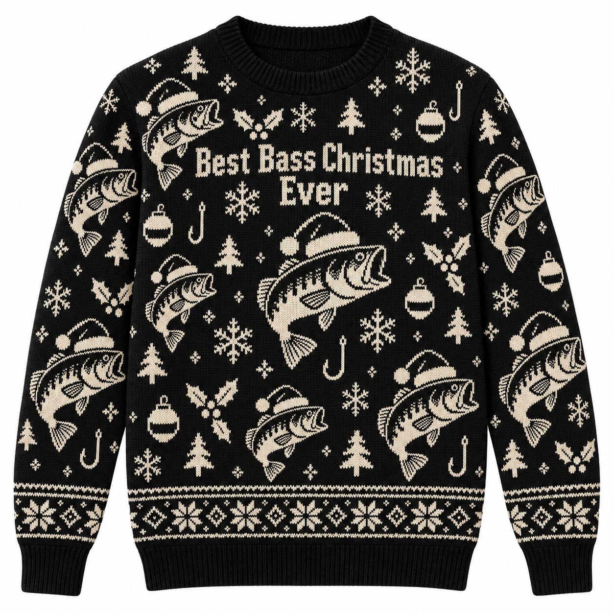 [popular-sweater:PX-08-02:front] Best Bass Christmas Ever Ugly Christmas Sweatshirt - Front view