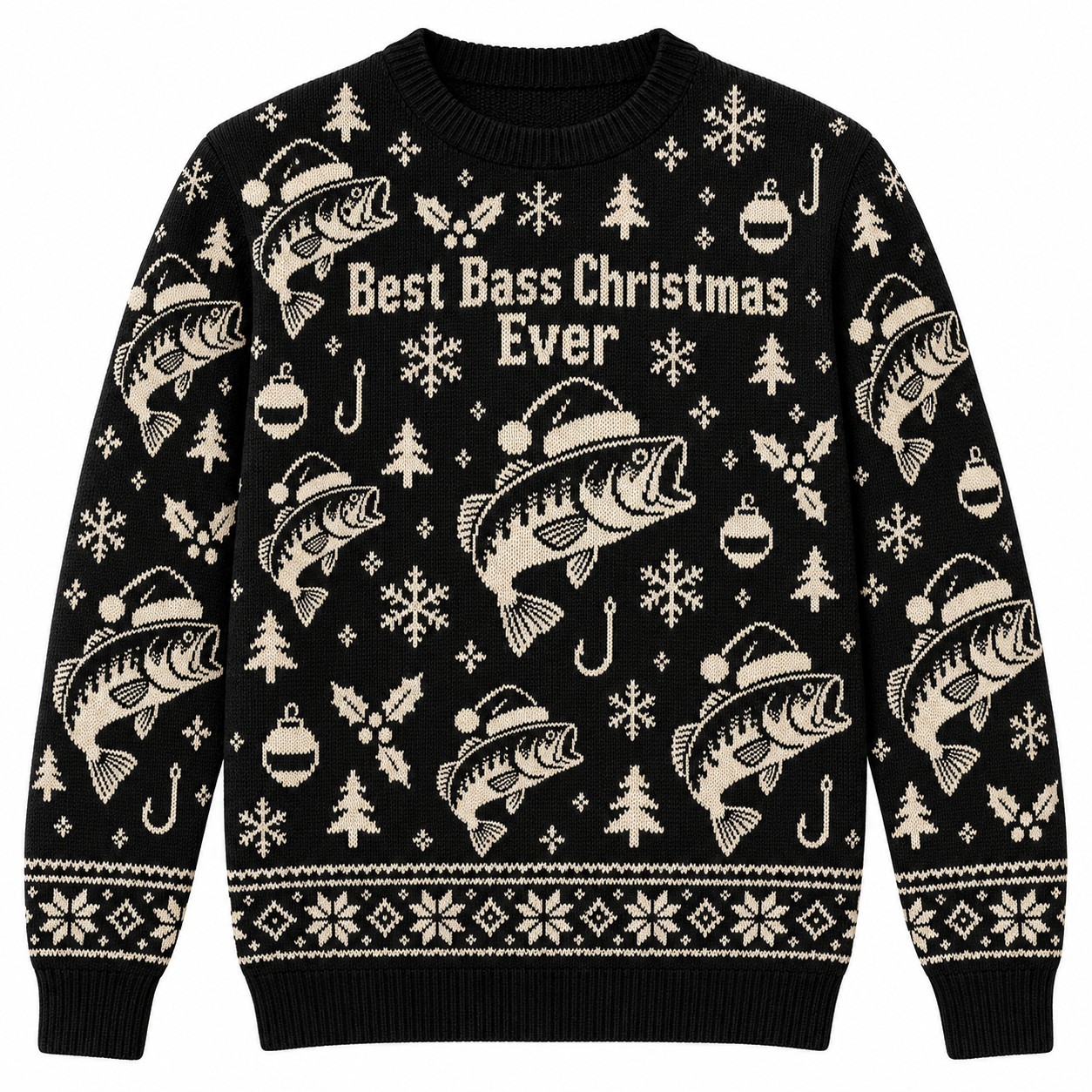 [popular-sweater:PX-08-02:front] Best Bass Christmas Ever Ugly Christmas Sweatshirt - Front view