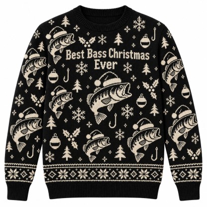 [popular-sweater:PX-08-02:front] Best Bass Christmas Ever Ugly Christmas Sweatshirt - Front view