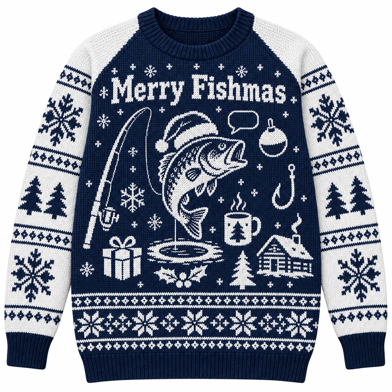 [popular-sweater:PX-08-03:front] Merry Fishmas Ugly Christmas Sweatshirt - Front view