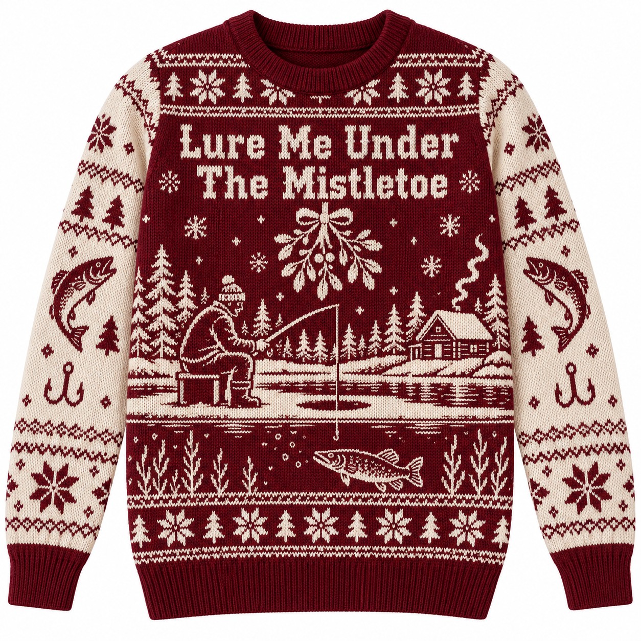 [popular-sweater:PX-08-04:front] Lure Me Under The Mistletoe Ugly Christmas Sweatshirt - Front view