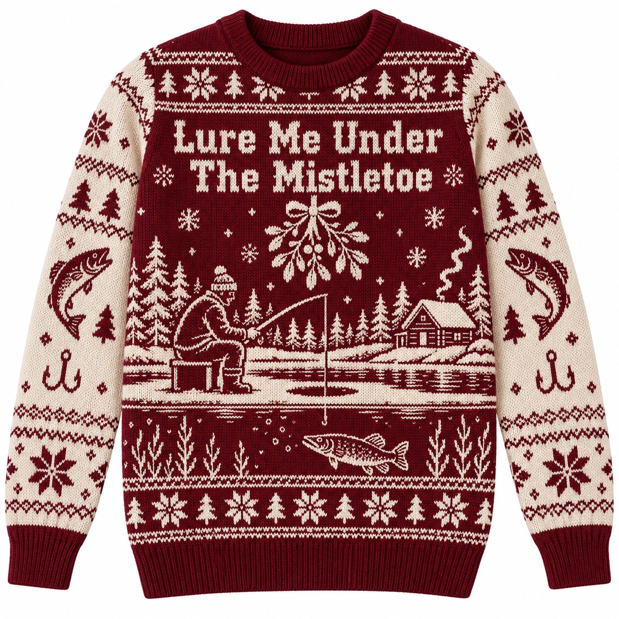 [popular-sweater:PX-08-04:front] Lure Me Under The Mistletoe Ugly Christmas Sweatshirt - Front view