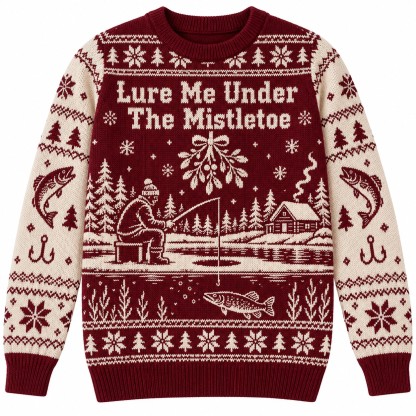 [popular-sweater:PX-08-04:front] Lure Me Under The Mistletoe Ugly Christmas Sweatshirt - Front view
