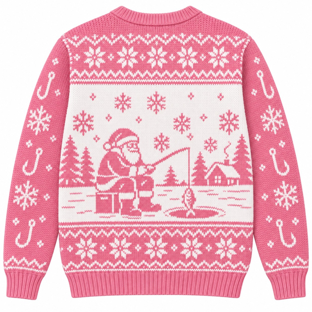[popular-sweater:PX-08-06:back] Ice Fishing Santa Ugly Christmas Sweatshirt - Back view