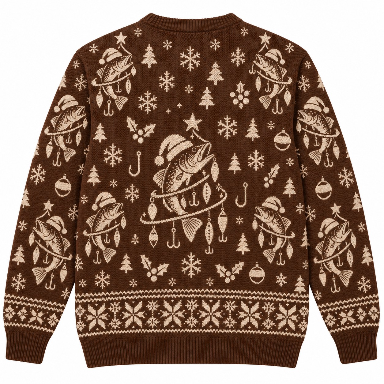 [popular-sweater:PX-08-07:back] Fishing Lure Christmas Tree Ugly Christmas Sweatshirt - Back view