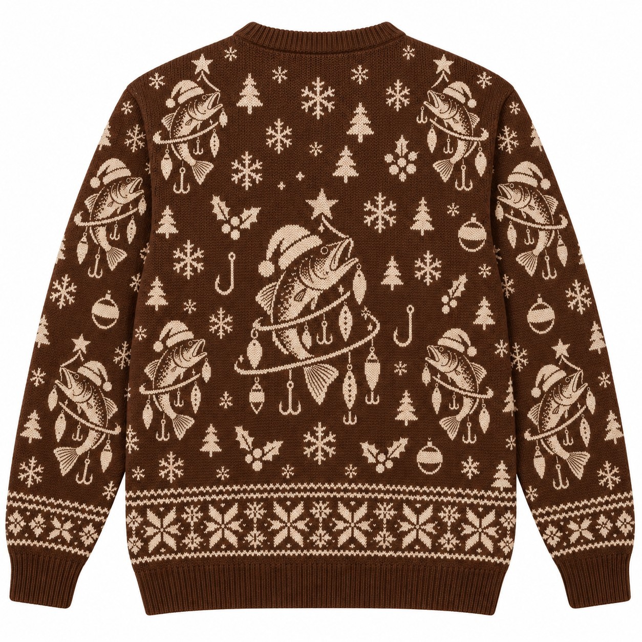 [popular-sweater:PX-08-07:back] Fishing Lure Christmas Tree Ugly Christmas Sweatshirt - Back view