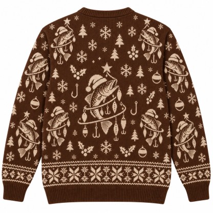 [popular-sweater:PX-08-07:back] Fishing Lure Christmas Tree Ugly Christmas Sweatshirt - Back view