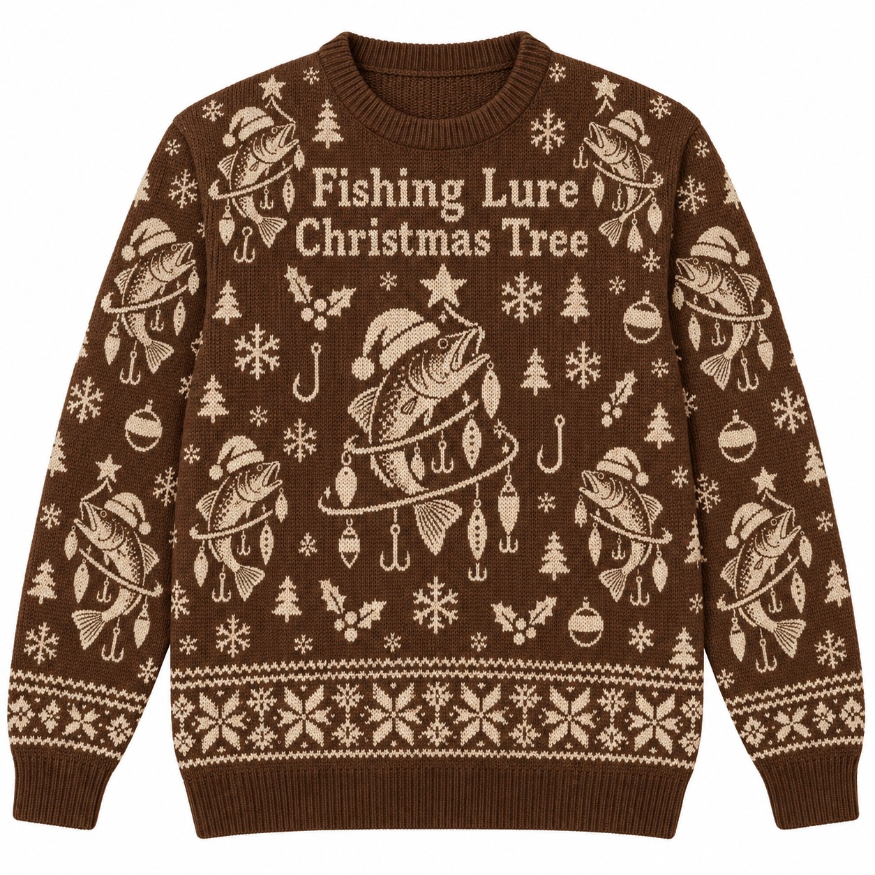 [popular-sweater:PX-08-07:front] Fishing Lure Christmas Tree Ugly Christmas Sweatshirt - Front view