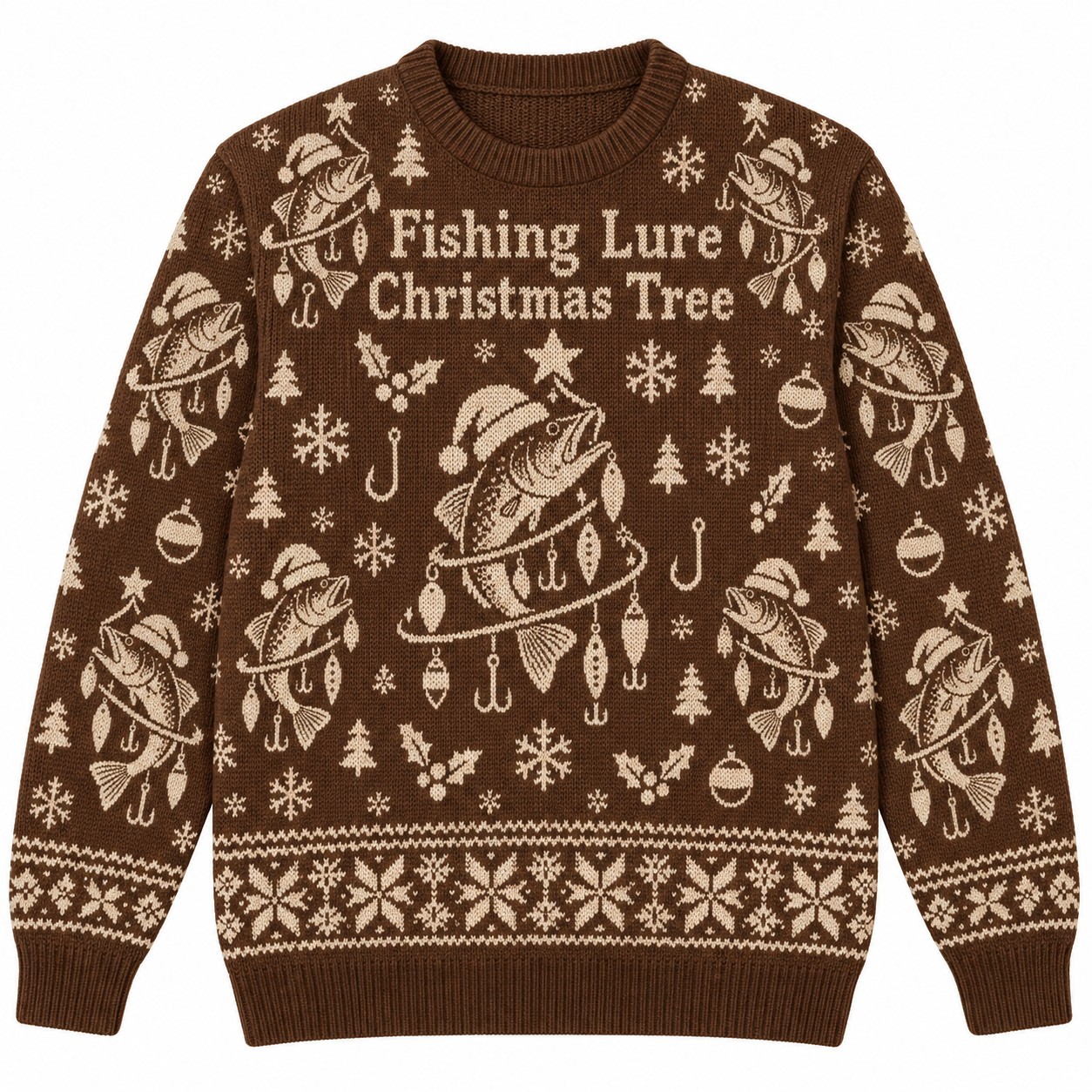 [popular-sweater:PX-08-07:front] Fishing Lure Christmas Tree Ugly Christmas Sweatshirt - Front view