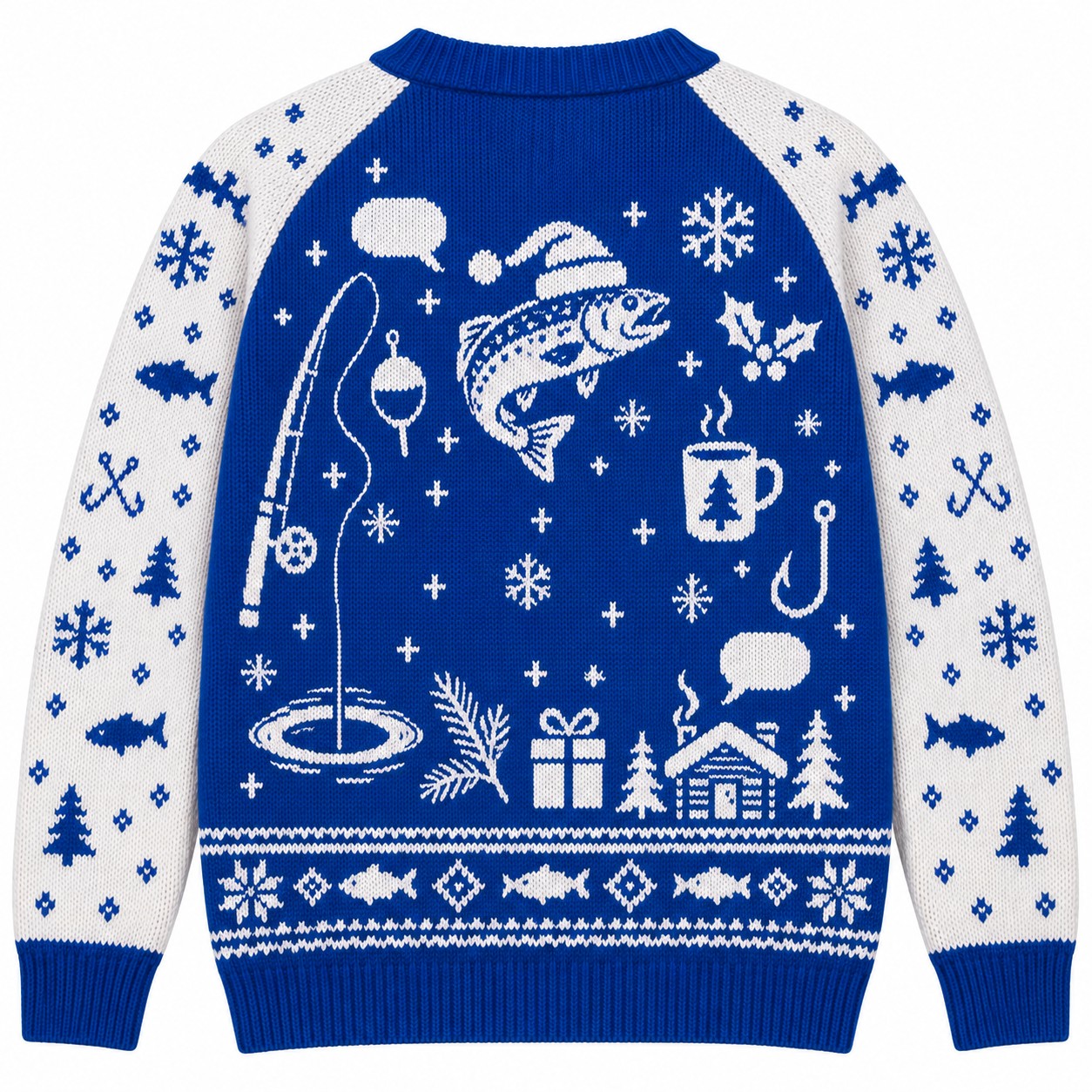 [popular-sweater:PX-08-08:back] Trout Tidings Ugly Christmas Sweatshirt - Back view