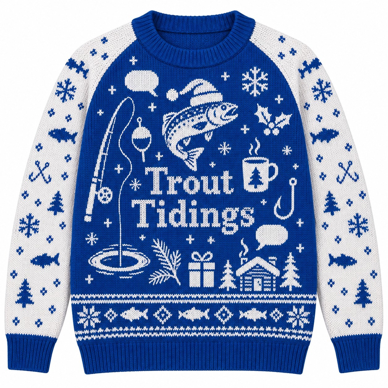 [popular-sweater:PX-08-08:front] Trout Tidings Ugly Christmas Sweatshirt - Front view