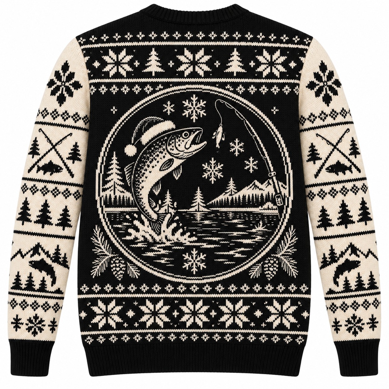 [popular-sweater:PX-08-10:back] Catch Of The Season Fishing Ugly Christmas Sweatshirt - Back view