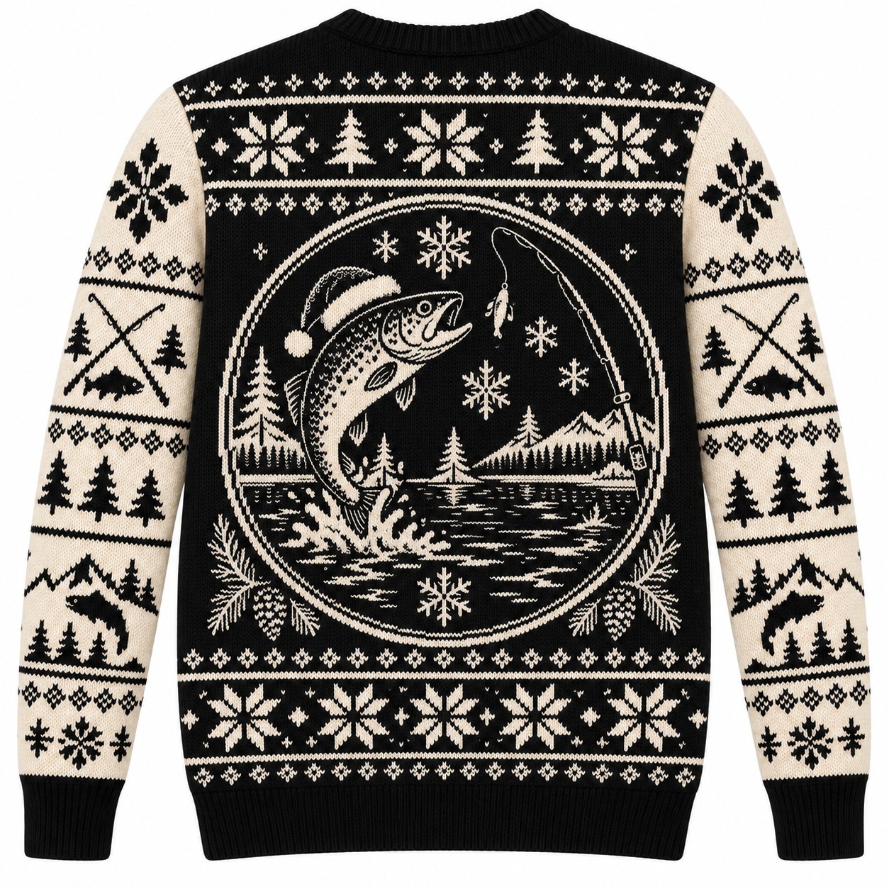 [popular-sweater:PX-08-10:back] Catch Of The Season Fishing Ugly Christmas Sweatshirt - Back view