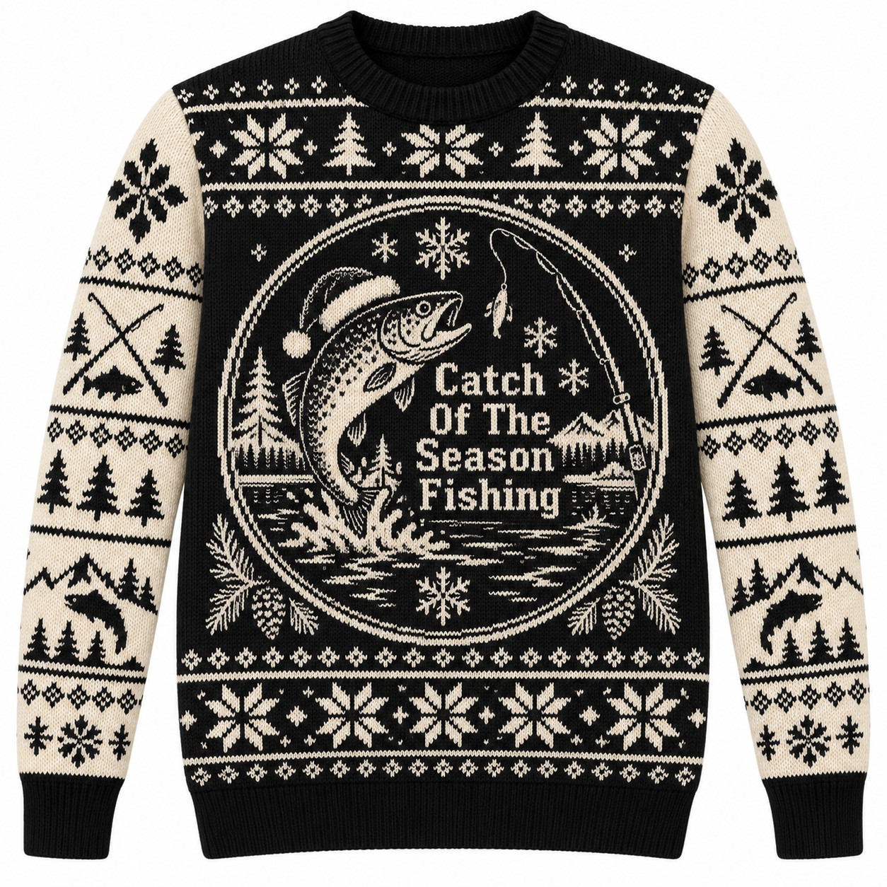 [popular-sweater:PX-08-10:front] Catch Of The Season Fishing Ugly Christmas Sweatshirt - Front view