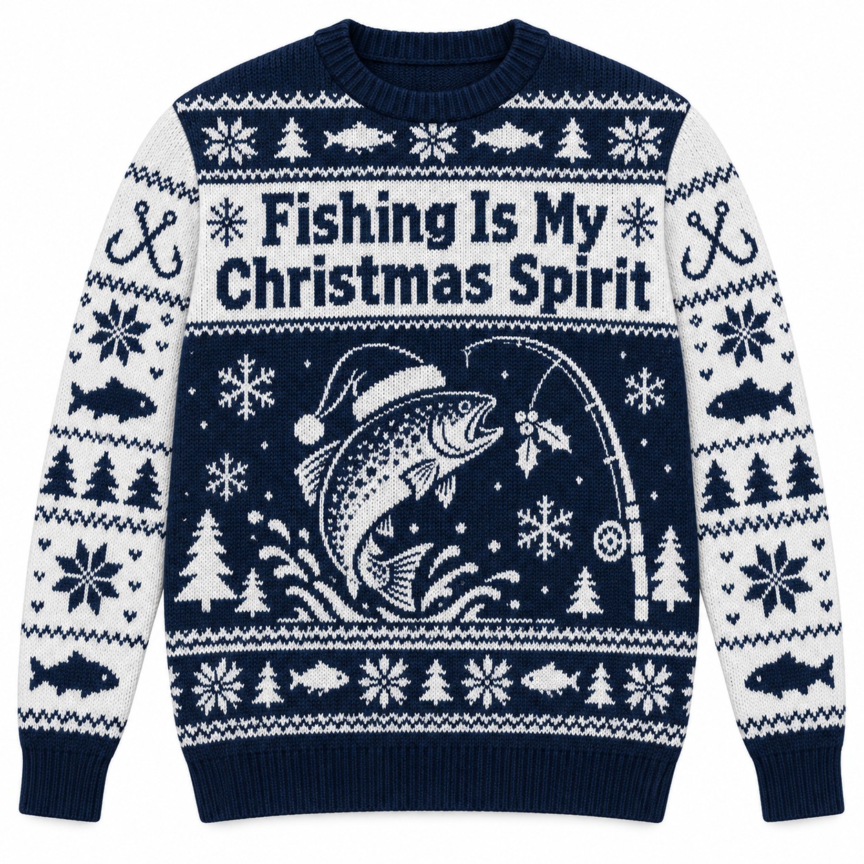 [popular-sweater:PX-08-11:front] Fishing Is My Christmas Spirit Ugly Christmas Sweatshirt - Front view