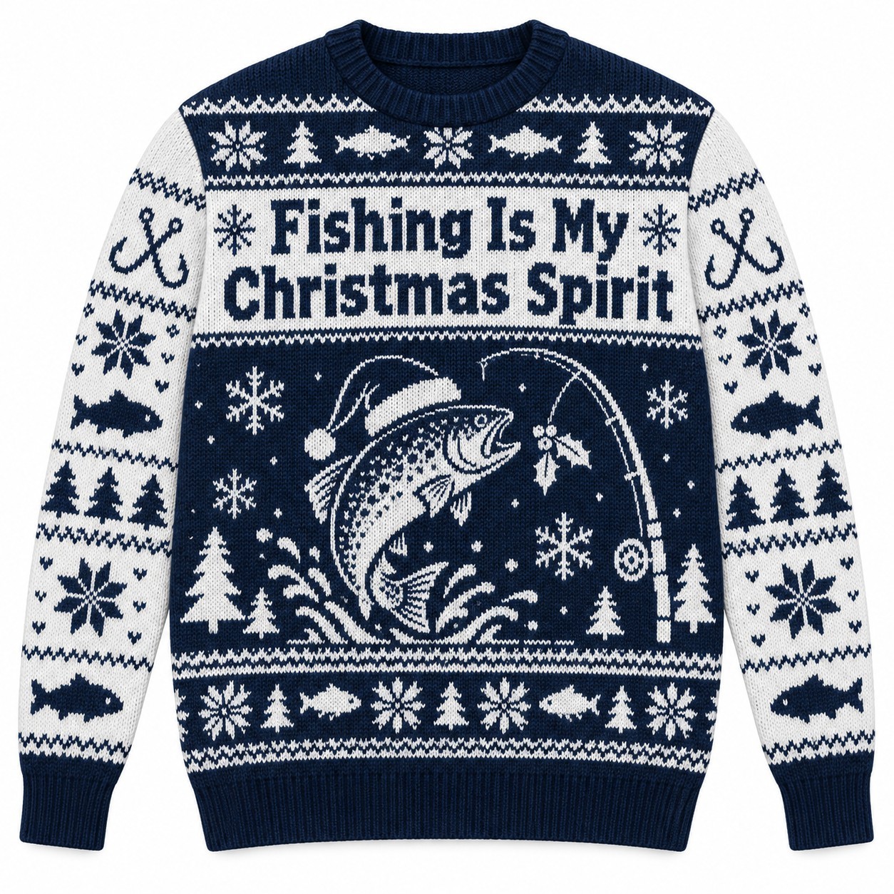 [popular-sweater:PX-08-11:front] Fishing Is My Christmas Spirit Ugly Christmas Sweatshirt - Front view