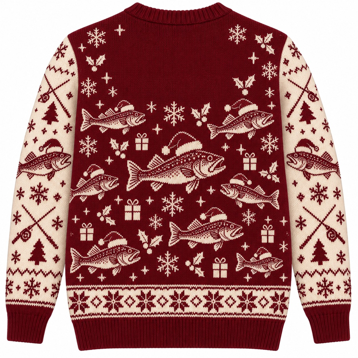 [popular-sweater:PX-08-12:back] Walleye Wonderland Ugly Christmas Sweatshirt - Back view