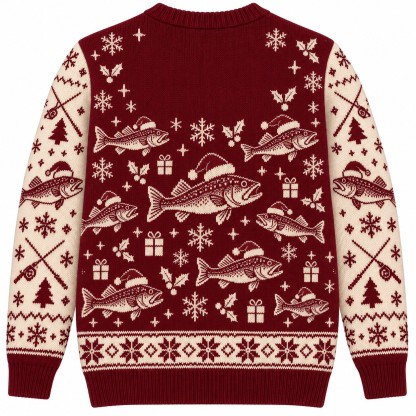 [popular-sweater:PX-08-12:back] Walleye Wonderland Ugly Christmas Sweatshirt - Back view