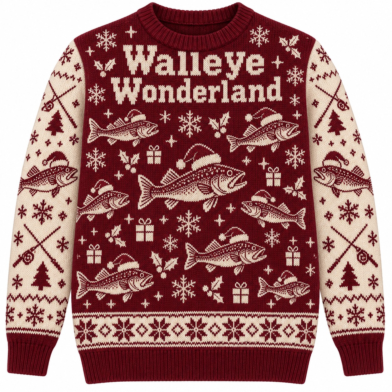 [popular-sweater:PX-08-12:front] Walleye Wonderland Ugly Christmas Sweatshirt - Front view