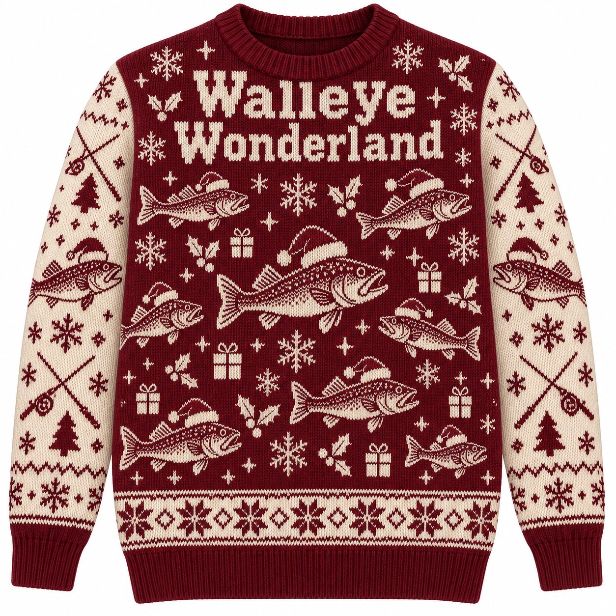 [popular-sweater:PX-08-12:front] Walleye Wonderland Ugly Christmas Sweatshirt - Front view