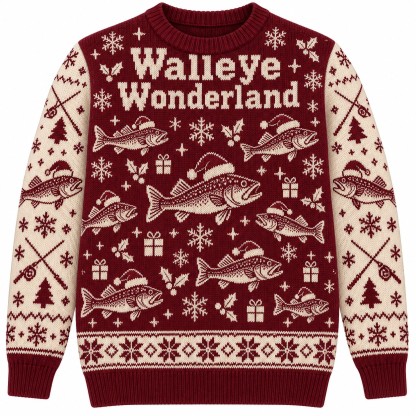 [popular-sweater:PX-08-12:front] Walleye Wonderland Ugly Christmas Sweatshirt - Front view