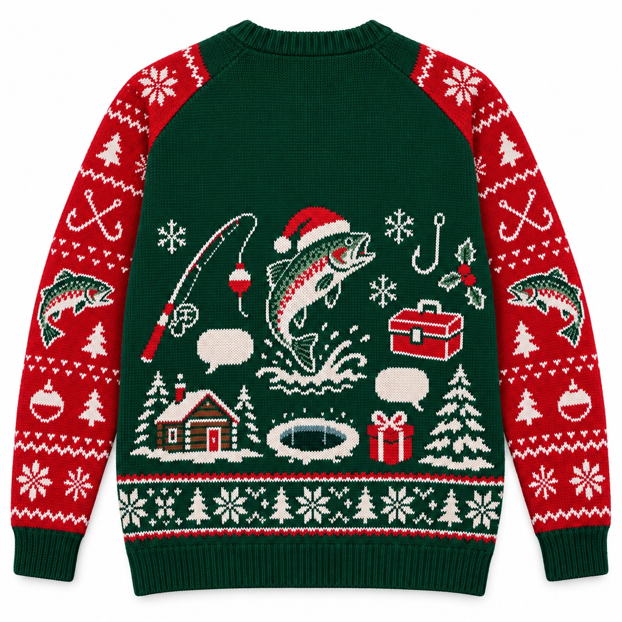 [popular-sweater:PX-08-13:back] Gone Fishing Back For Christmas Ugly Christmas Sweatshirt - Back view