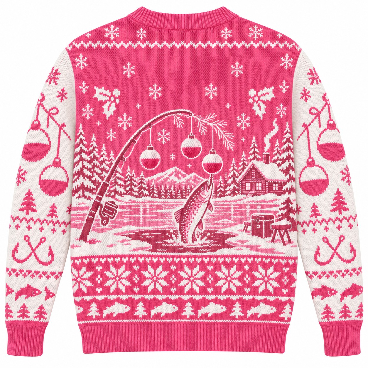 [popular-sweater:PX-08-14:back] Bobber Ornament Christmas Ugly Christmas Sweatshirt - Back view
