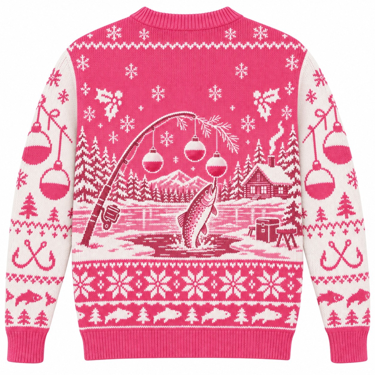 [popular-sweater:PX-08-14:back] Bobber Ornament Christmas Ugly Christmas Sweatshirt - Back view
