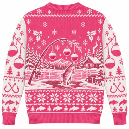 [popular-sweater:PX-08-14:back] Bobber Ornament Christmas Ugly Christmas Sweatshirt - Back view