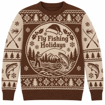 [popular-sweater:PX-08-15:front] Fly Fishing Holidays Ugly Christmas Sweatshirt - Front view