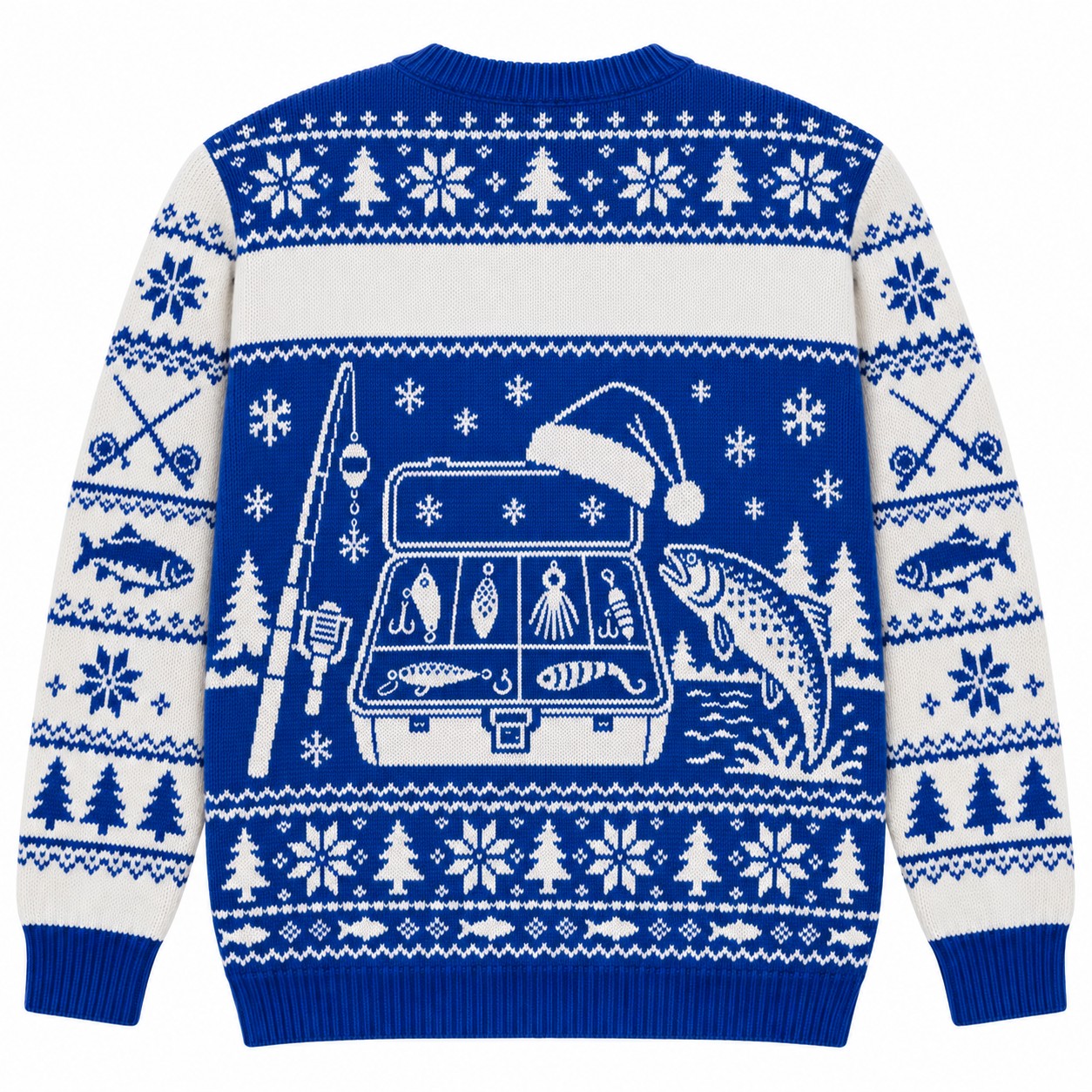 [popular-sweater:PX-08-16:back] Tackle Box Christmas Ugly Christmas Sweatshirt - Back view