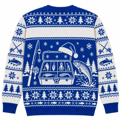 [popular-sweater:PX-08-16:back] Tackle Box Christmas Ugly Christmas Sweatshirt - Back view