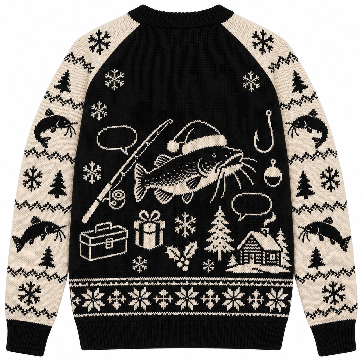 [popular-sweater:PX-08-18:back] Catfish Christmas Ugly Christmas Sweatshirt - Back view