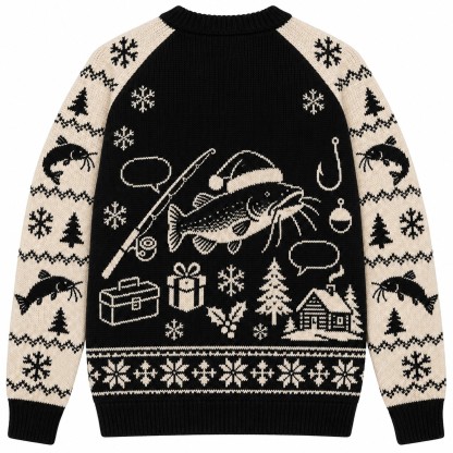 [popular-sweater:PX-08-18:back] Catfish Christmas Ugly Christmas Sweatshirt - Back view
