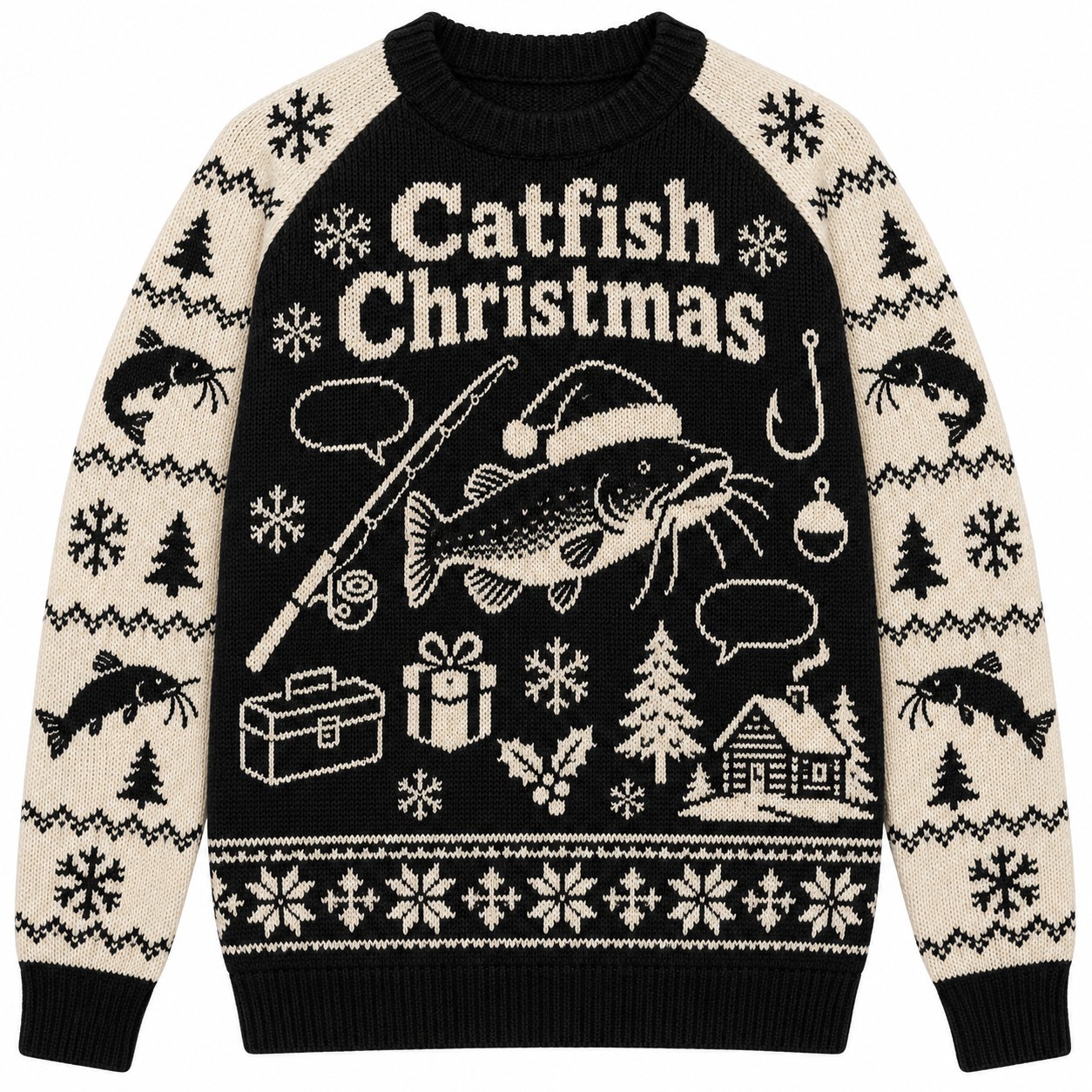 [popular-sweater:PX-08-18:front] Catfish Christmas Ugly Christmas Sweatshirt - Front view
