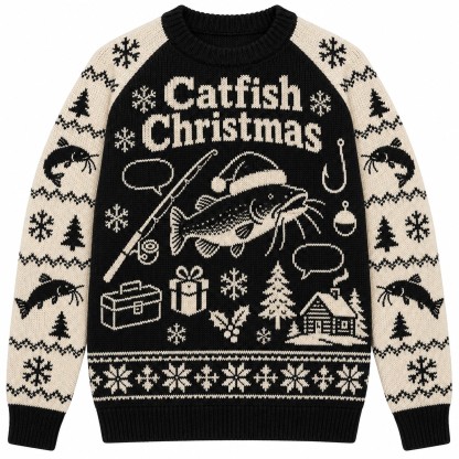 [popular-sweater:PX-08-18:front] Catfish Christmas Ugly Christmas Sweatshirt - Front view