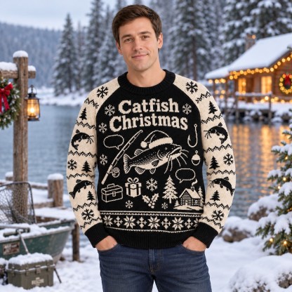 [popular-sweater:PX-08-18:male] Catfish Christmas Ugly Christmas Sweatshirt - Male view