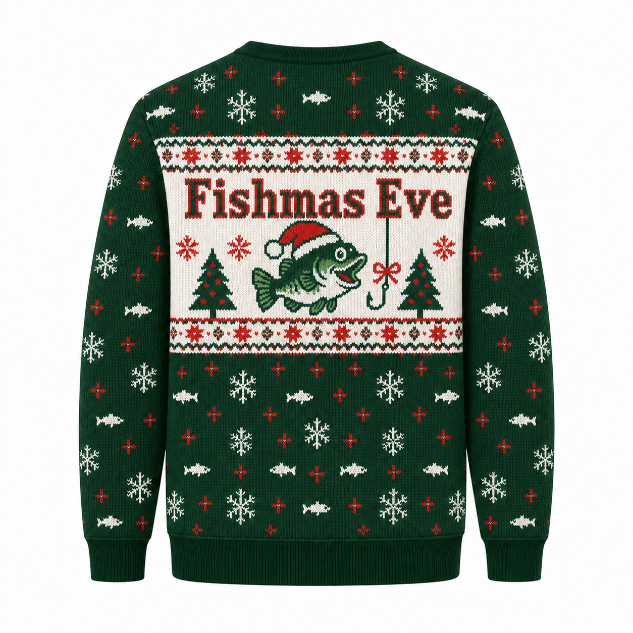 [popular-sweater:PX-08-21:back] Fishmas Eve Ugly Christmas Sweatshirt - Back view