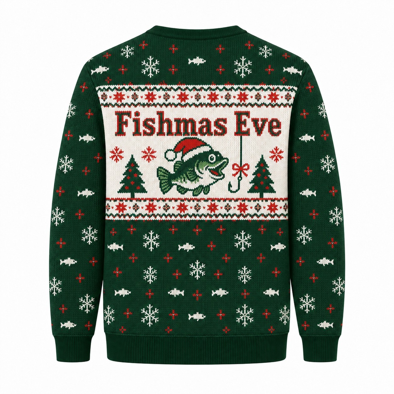 [popular-sweater:PX-08-21:back] Fishmas Eve Ugly Christmas Sweatshirt - Back view