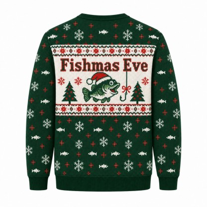 [popular-sweater:PX-08-21:back] Fishmas Eve Ugly Christmas Sweatshirt - Back view