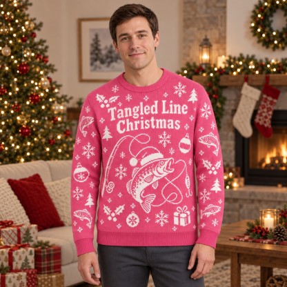 [popular-sweater:PX-08-22:male] Tangled Line Christmas Ugly Christmas Sweatshirt - Male view
