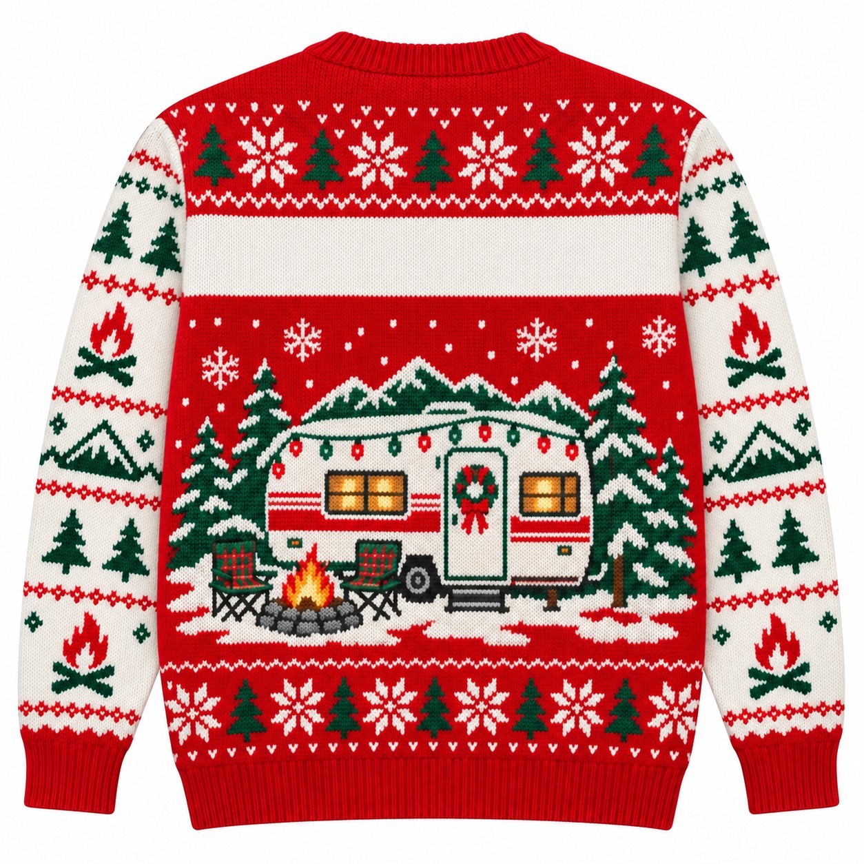 [popular-sweater:PX-09-01:back] Happy Camper Christmas Ugly Christmas Sweatshirt - Back view