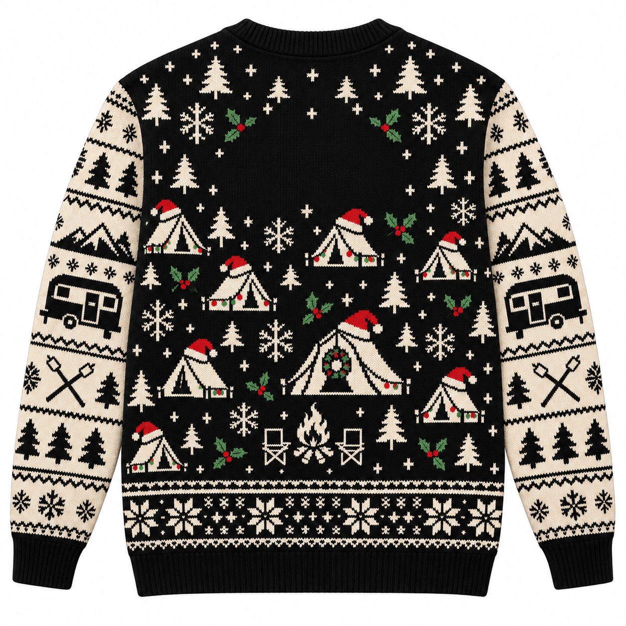 [popular-sweater:PX-09-02:back] Merry Campmas Tent Ugly Christmas Sweatshirt - Back view